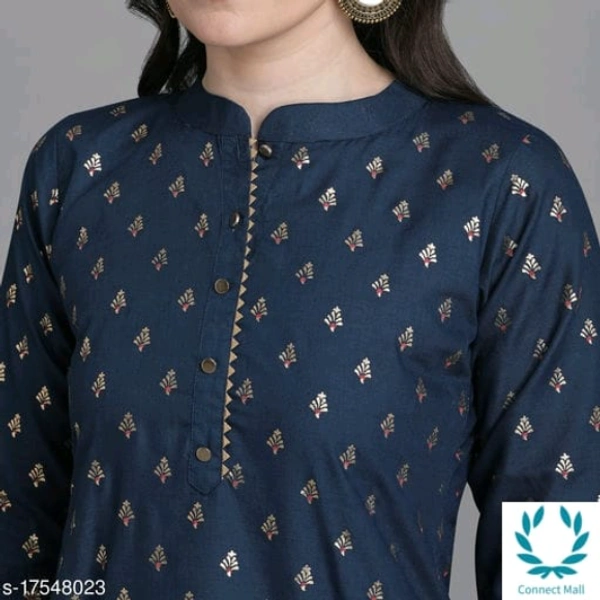 Women Cotton Straight Printed Long Kurti With Palazzos - XXL